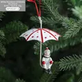 Christmas snowman umbrella hanging ornament in red and white resin 8x8cm size - Christmas Snowman Style
