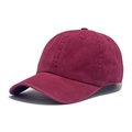 Vintage washed cotton baseball cap in burgundy red with classic six-panel design - M (56-58cm) / Fuschia