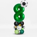 Detailed soccer theme 8th birthday balloon set with green number 8 and football foil - Number 8