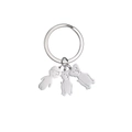 Silver stainless steel keychain with cute boy and twin dog pendants in mirror finish - 2 Dogs 1 Boy / Silver