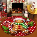 Detailed Christmas round rug featuring gingerbread men and candy canes in a cozy home setting - Sdj_round Carpet-8