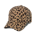 Berretto da baseball in velluto a coste leopardato con visiera curva casual - Cammello
