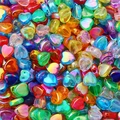 Colorful AB heart-shaped acrylic beads with iridescent finish for DIY jewelry crafts - Mixed Colors Heart / 19g/Pack (Approx. 100pcs)