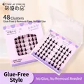 Self-adhesive 48 clusters false eyelashes in purple box two-pack natural set - Glue-Free Elf Style