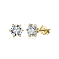 Elegant gold S925 sterling silver stud earrings with 8A zircon in a six-prong setting - Lze07-14k