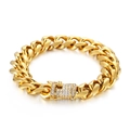 Herren Gold Panzerkette Armband mit einem luxuriösen Zirkon besetzten Verschluss - Goldener Zirkonia-Einsteckverschluss-Stil (KB127148-Z)
