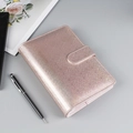 Cuaderno de hojas sueltas de cuero PU con purpurina oro rosa y cierre - A6 Sin Páginas Interiores / Oro Rosa Estrellado (Brillante)