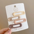Set of 4 matte rectangular snap hair clips in neutral earth tones on handmade display card - 7# Oval Set of 4