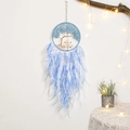 Blue Tree of Life dream catcher with natural stones, blue and white feathers and beads - Ocean Crystal Tree