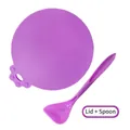 Purple silicone pet can cover with cat paw handle and matching ergonomic feeding spoon - Purple Can Lid + Spoon