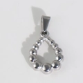 Pendentif goutte en argent avec bordure perlée en acier inoxydable poli - U12-Goutte d'eau perlée / Acier