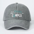 Gorra de béisbol de algodón lavado gris vintage con bordado de I'M A HAPPY CAMPER - Talla única / Gris
