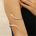Golden adjustable snake-shaped arm cuff bracelet with detailed scales and metallic finish - Gold Snake Armlet