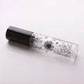 Flacone di profumo in vetro da 10 ml con stampa di foglie nere e tappo nero lucido - Stile di base / Nero