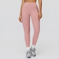 High-waisted brushed yoga leggings in dusty rose with a V-shaped waistband and sleek finish - S / Grapefruit Pink