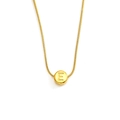 Gold stainless steel snake chain necklace with personalized letter E disc pendant - Letter E