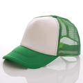 Classic green and white mesh trucker hat with solid front panel for custom sun protection - Adjustable / Green and White