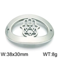 Connettore mano di Hamsa argento per bracciali DIY con esagramma e misura 38x30mm - Connettore Mano Di Fatima Stella Di David Ovale (KLJ5664-Z) / Color Acciaio
