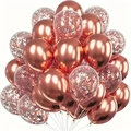 Rose gold party balloon set with metallic finish and transparent confetti balloons - Metallic Rose Gold and Rose Gold Strip Confetti Combination