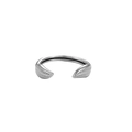 Minimalist silver stainless steel open ring featuring a delicate feather leaf design - Silver Leaf Design