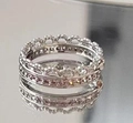 Double-layered crown ring with pink gemstone and zircon micro-pave in silver finish - Crown Layered Double Style - Silver