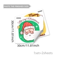 Detail view of two Christmas snowman static window stickers with Merry Christmas text - Santa and Chimney House