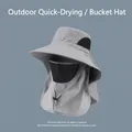 Light gray quick-dry sun hat for men with full face cover and black breathable mesh - Light Grey (Veil Shawl Style)
