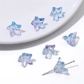 Blue and purple gradient glass lily flower beads for handmade earring and jewelry making - 20 Pcs/Pack / Blue