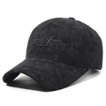 Casquette de baseball classique en velours côtelé noir avec broderie New York - Réglable / Noir avec broderie noire