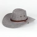 Close-up of woven fabric texture and brown rope decoration on a western cowboy hat - Adjustable / Gray