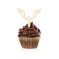 Dettaglio dei topper per cupcake in legno a forma di corna di renna naturale - Stile Corna di Legno C