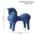 Large glaze blue modern ceramic horse sculpture ornament with sleek matte finish - Glazed Blue Large Horse 018