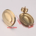 Gold-plated 19mm x 13mm oval earring posts with loop and steel pin for DIY jewelry - Style 10 / 18K Gold