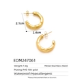 Detail showing 21mm x 24mm size dimensions and 18K gold plated stainless steel specs - Thick C-Shape Hoops (EOM247061)