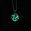 Retro dragon totem pendant necklace with green luminous glow in the dark for men - Green Light