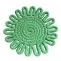Handmade green flower-shaped braided cotton heat resistant placemat for table decoration - Green