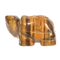Tiger eye stone turtle figurine with natural brown stripes and polished finish - Tiger's Eye / S