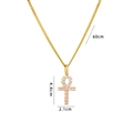 Hip hop gold Ankh cross necklace for men and women featuring clear cubic zirconia stones - Gold Ankh Cross (A772)