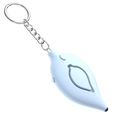 Leaf-shaped personal safety alarm keychain in light blue with metal ring and chain - Light Blue
