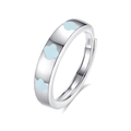 S925 sterling silver open ring with light blue enamel clouds for women in silver finish - FDJZ-354-Men's
