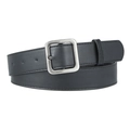 Klassischer schwarzer PU-Ledergürtel mit silberner quadratischer Schnalle für Jeans - Schwarz Mit Gunmetal-Schnalle