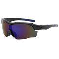 Men's cycling sports sunglasses with blue and purple mirrored lenses and black frame - 9189 Black Frame Blue Lens