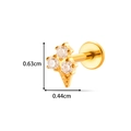 Gold titanium stud earring with three zircon stones and 0.63cm height dimension - Three-stone Cluster Style (T2552-3#) / Gold