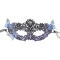 Lace masquerade mask with light blue butterflies and rhinestones in deep purple - Rhinestone Gradient Butterfly Six-Petal - Black Purple