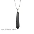 Collana con ciondolo esagonale in cristallo nero e catena d'argento misura piccola - Pietra Piccola (3.2x0.8cm) / Ossidiana Piccola