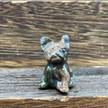 French Bulldog crystal figurine in natural green and brown gemstone finish - Blue Flash / Labradorite