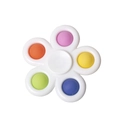Flower-shaped fidget pop spinner with white frame and five colorful silicone bubbles - White