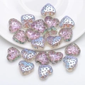 Iridescent heart-shaped glass beads with dotted texture for DIY jewelry making - Phantom Purple