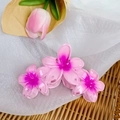 Pink gradient floral hair claw clip made of acrylic for beach vacation hairstyles - Pink Purple 11CM