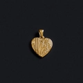 Vintage 18K gold plated titanium steel heart pendant with engraved floral patterns - M06 (Heart Pattern)